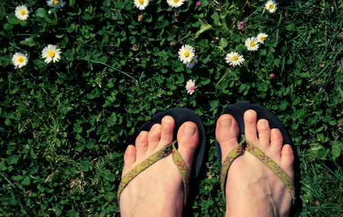 feet and flowers